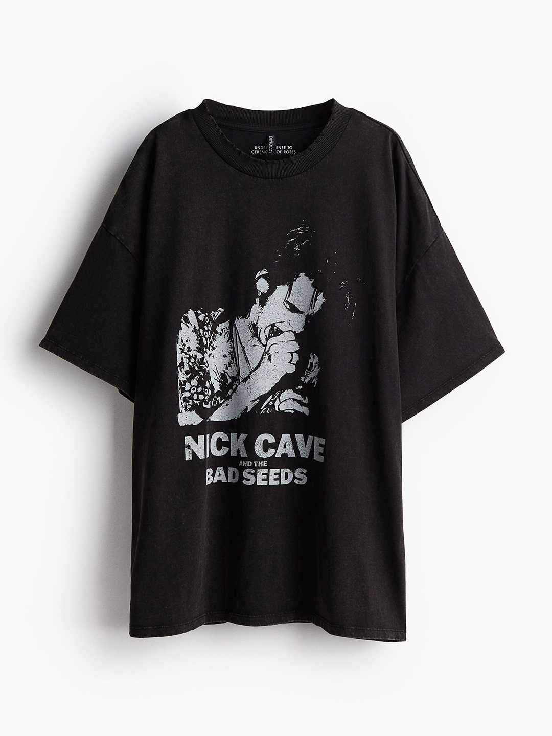 

H&M Women Printed Pure Cotton Oversized Tshirt, Black