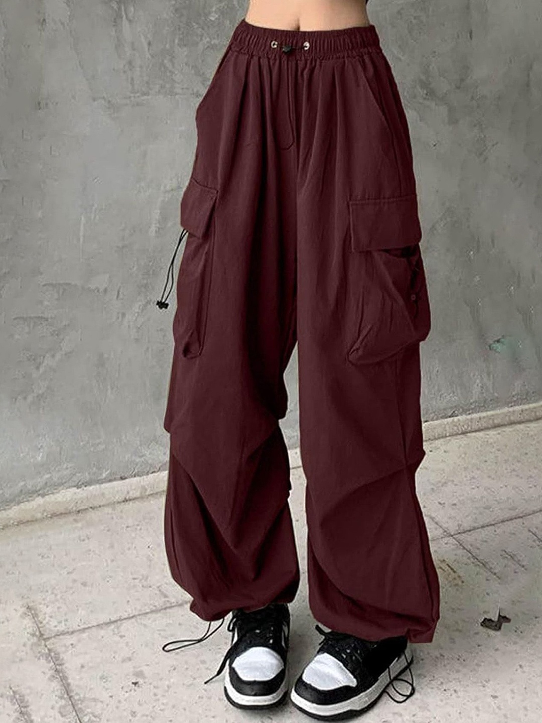 

BAESD Girls Comfort Baggy Fit High-Rise Trousers, Maroon