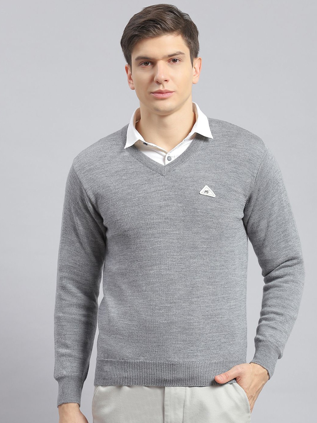 

Monte Carlo Men Woollen Pullover, Grey melange