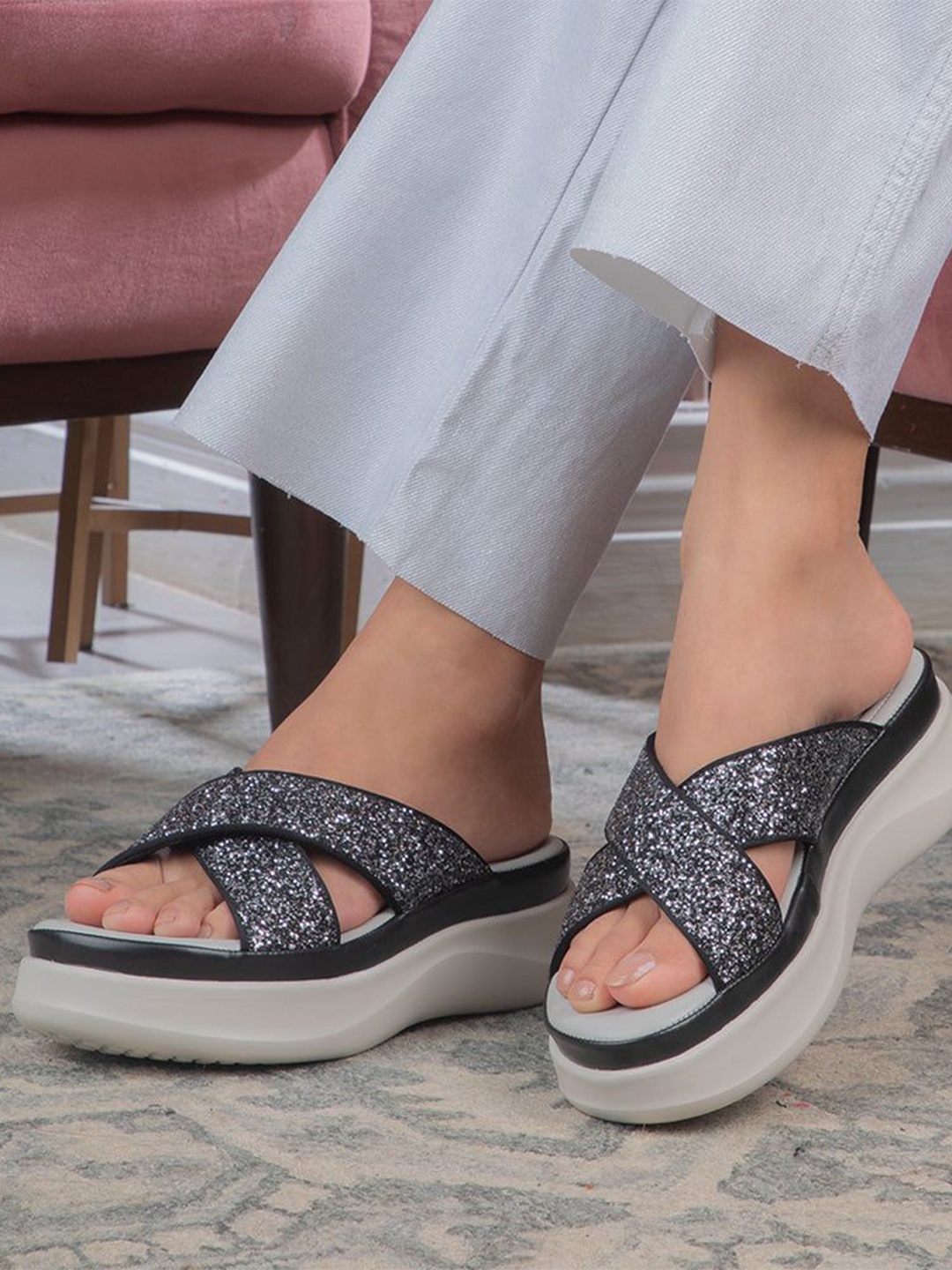 

Tresmode Party Wedge Sandals, Black