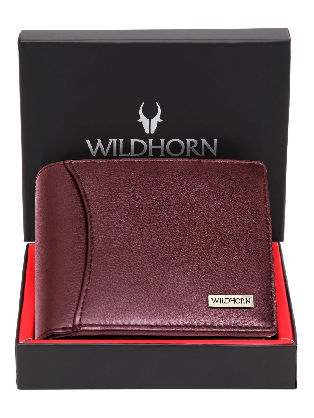 

WildHorn Men Leather Two Fold Wallet, Maroon