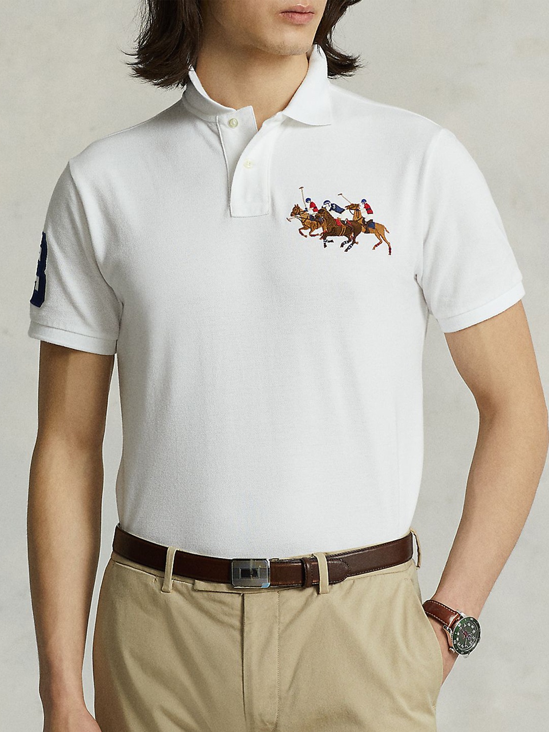 

Polo Ralph Lauren Men Embroidered Printed Slim Fit Polo Collar Men T-shirt, White