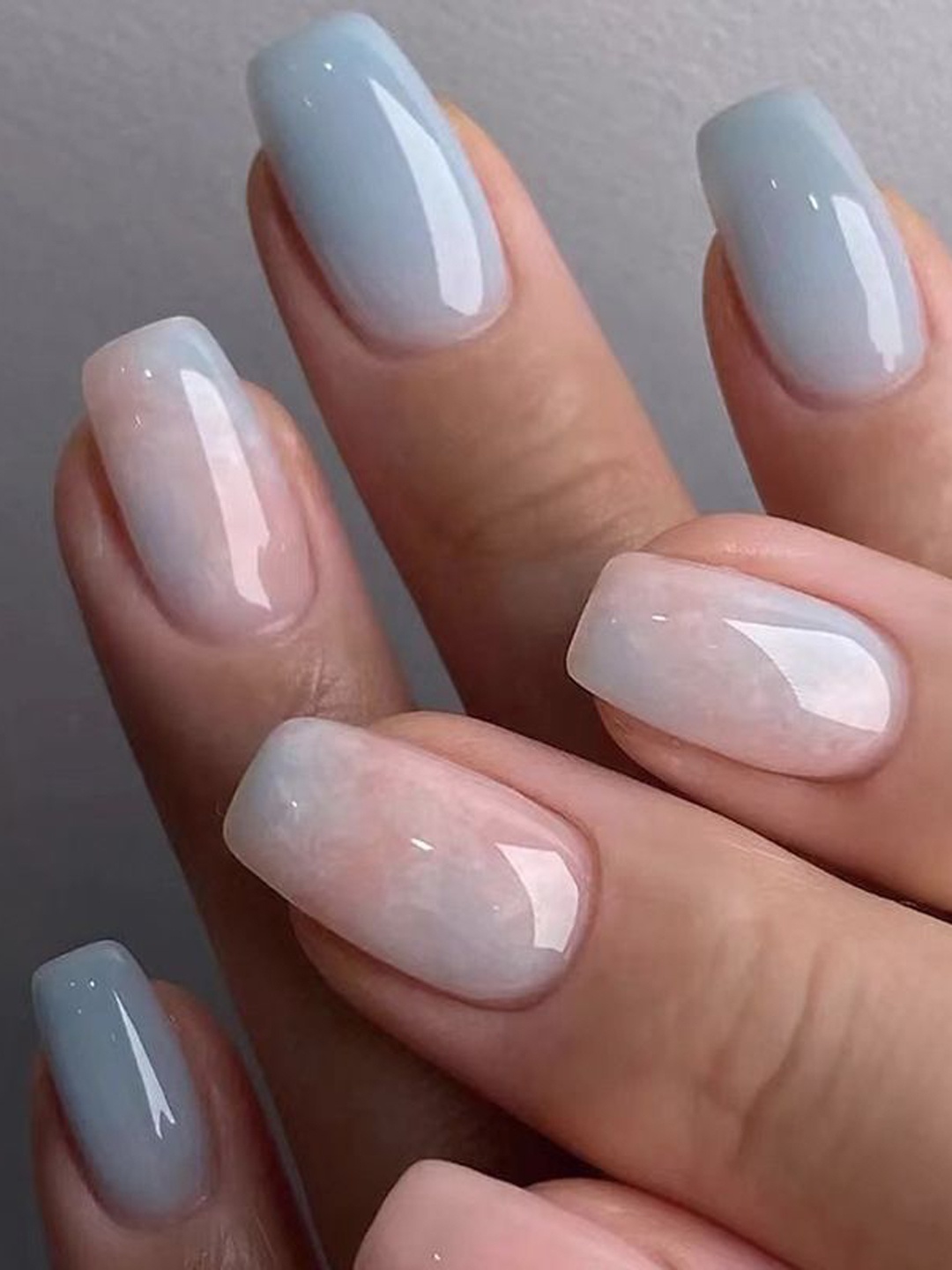 

The Pink Truck Set Of 24 Artificial Reusable Nails-Natural Pink With Blue Tint