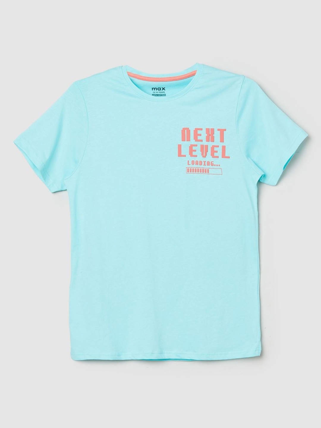 

max Boys Typography Printed Round Neck Cotton T-Shirt, Blue