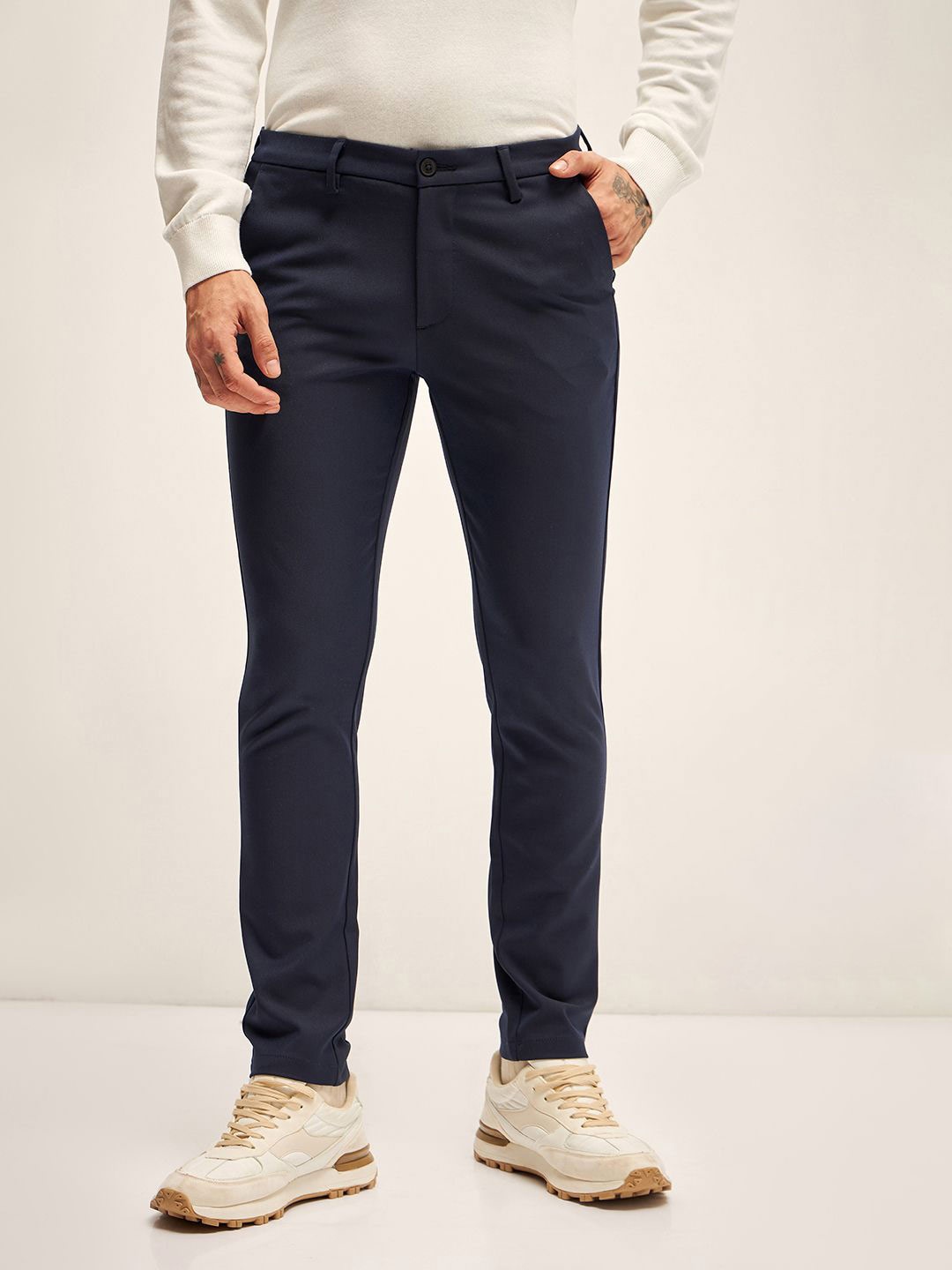 

THE BEAR HOUSE Men Slim Fit Chinos Trousers, Blue