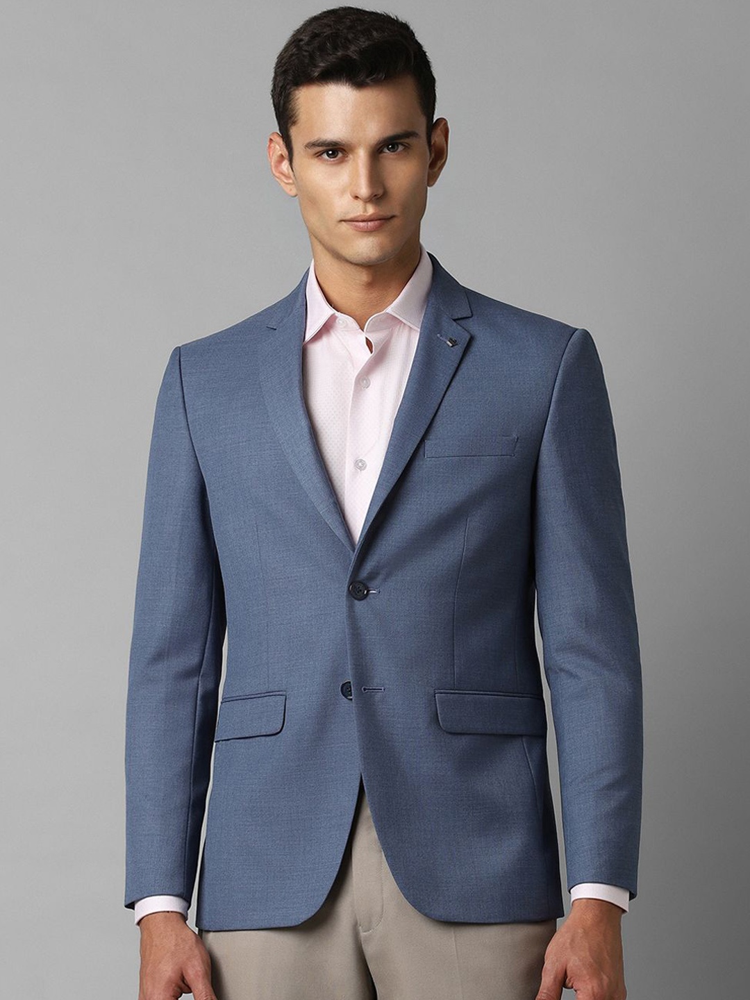 

Louis Philippe Slim-Fit Notched Lapel Single-Breasted Blazer, Blue