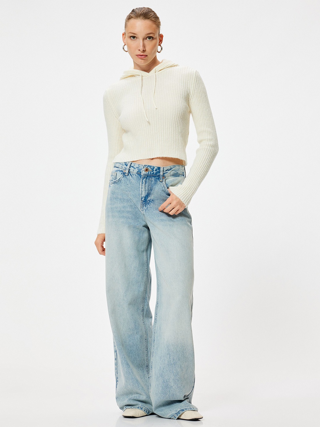 

Koton Women Ribbed Pullover, Beige