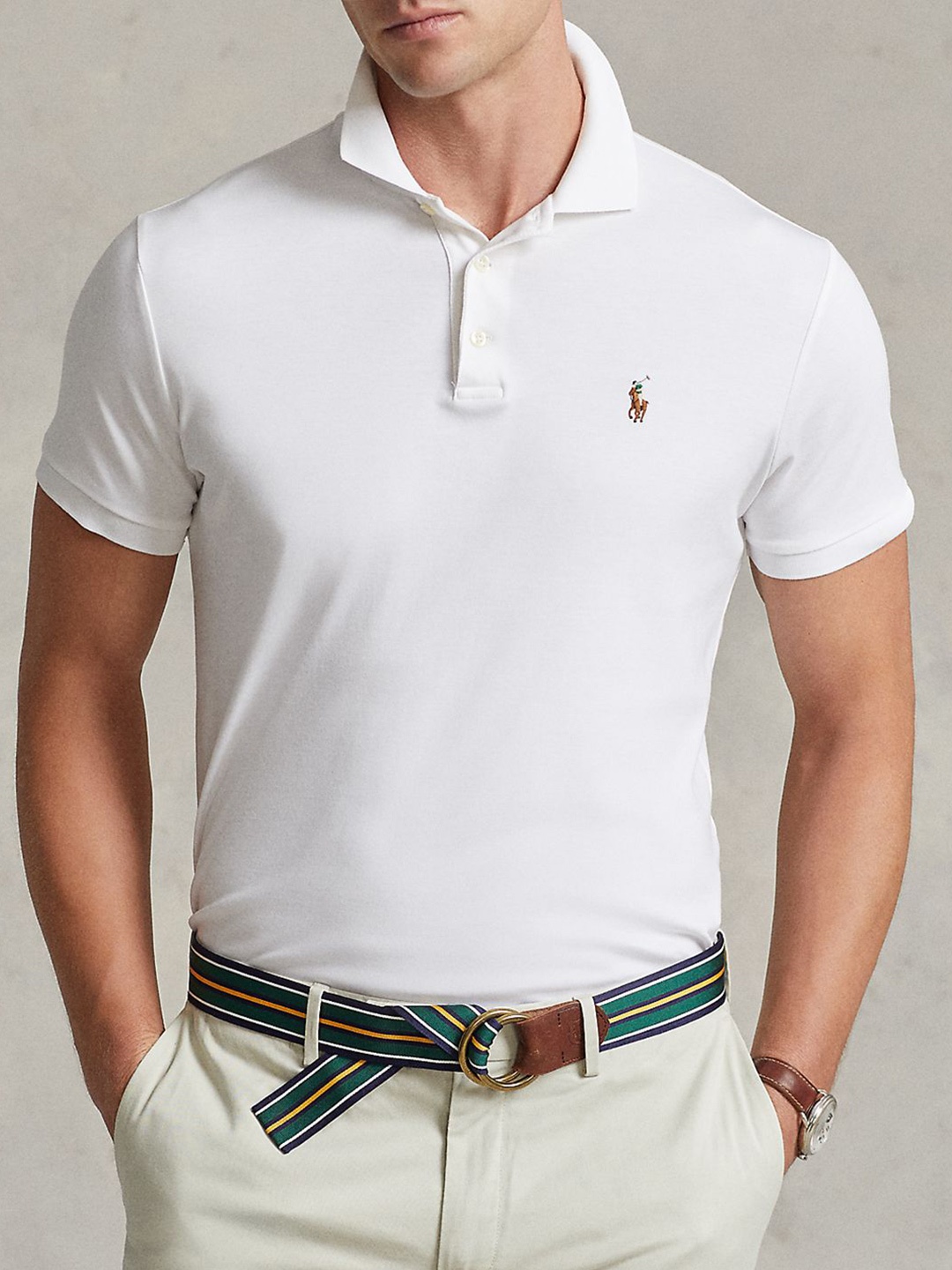 

Polo Ralph Lauren Men Solid Polo Collar T-Shirt, White