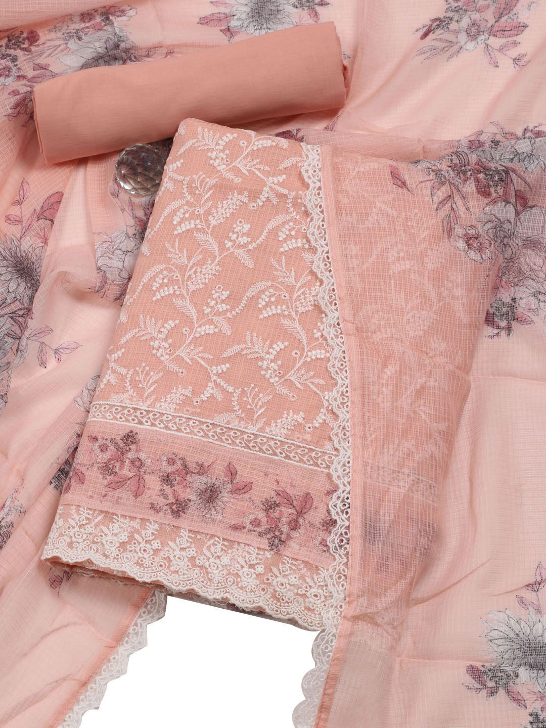 

Meena Bazaar Embroidered Unstitched Dress Material, Peach