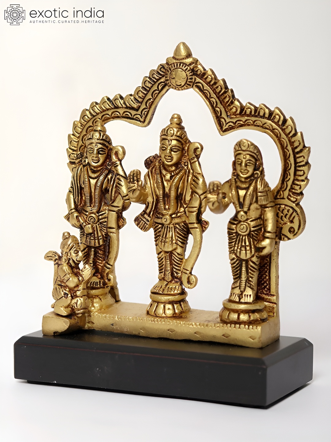 

Exotic India Gold-Toned Shri Rama Darbar Religious Brass Idol Showpiece