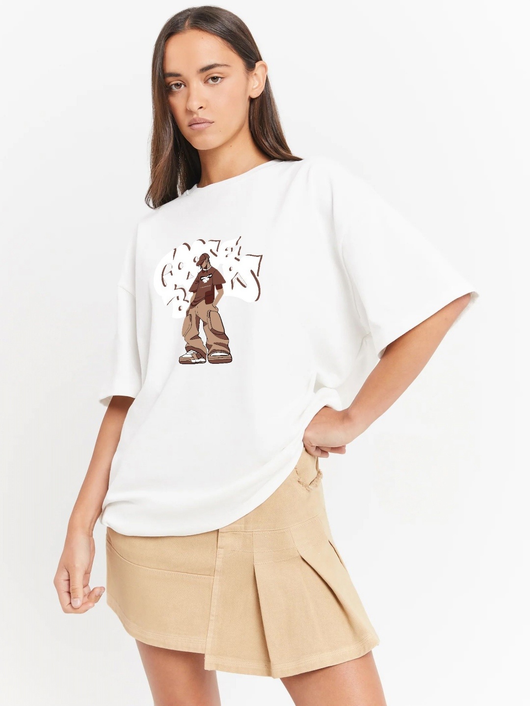 

MISCHIEF MONKEY Women Typography Printed Applique T-shirt, White