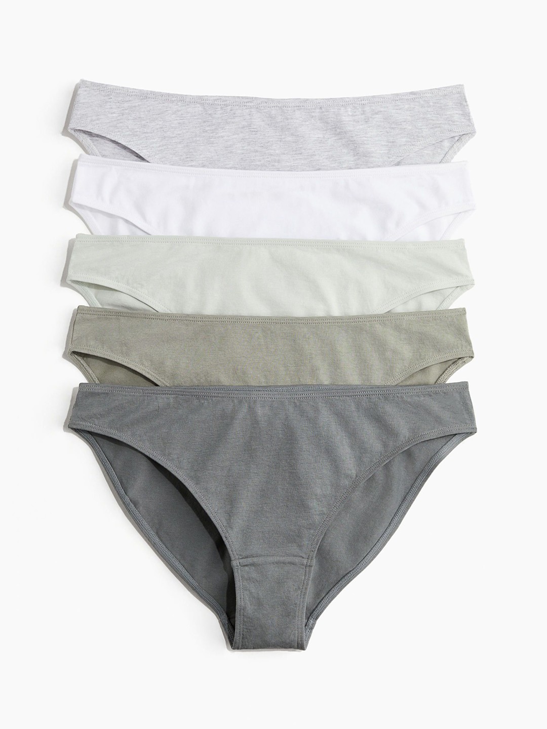 

H&M Pack Of 5 Mid Rise Basic Briefs-1230564003, Green