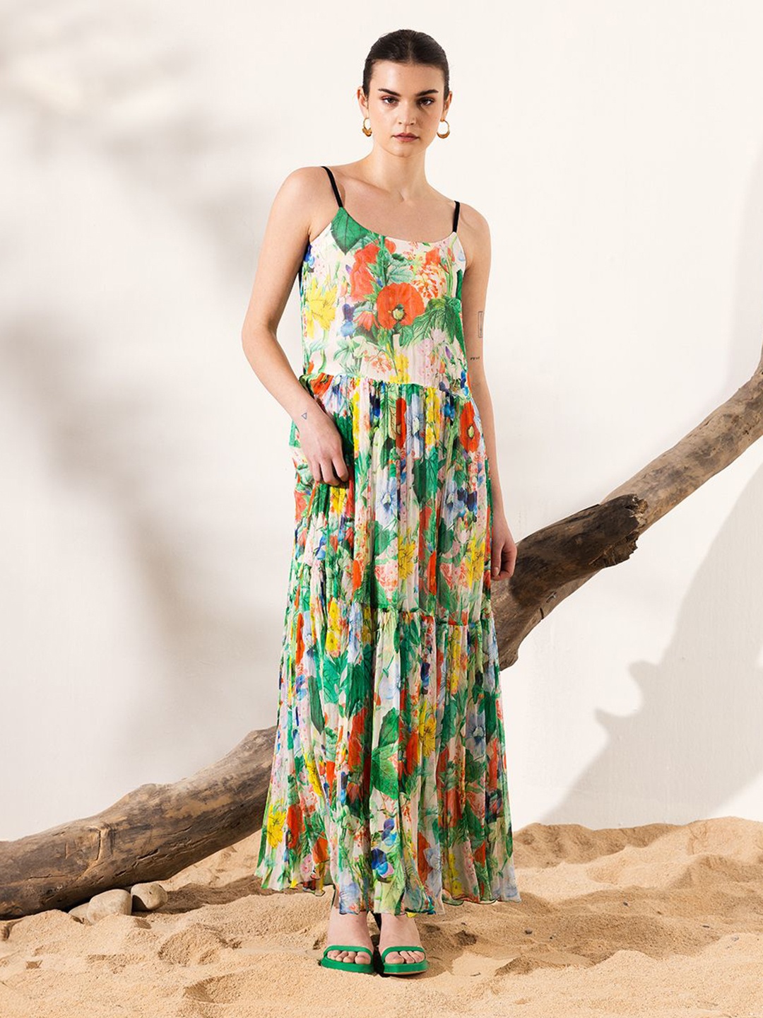 

REENA SHARMA Floral Print Chiffon Maxi Dress, Multi