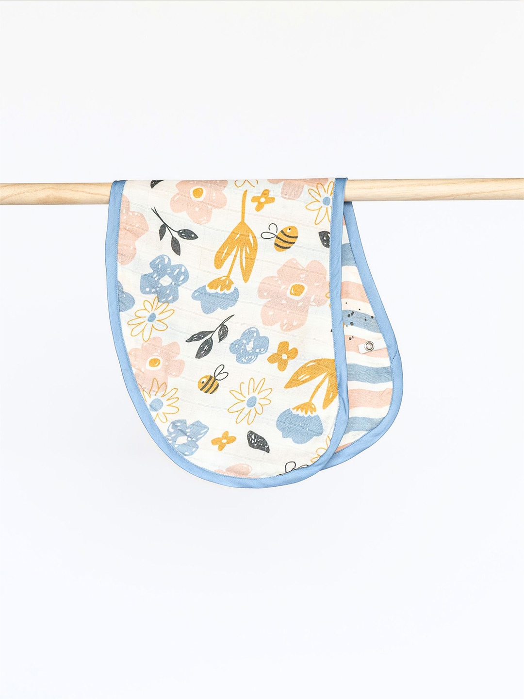 

cocoon care Printed Double Sided 2 In 1 Softer Bib & Burp Cloth, Turquoise blue