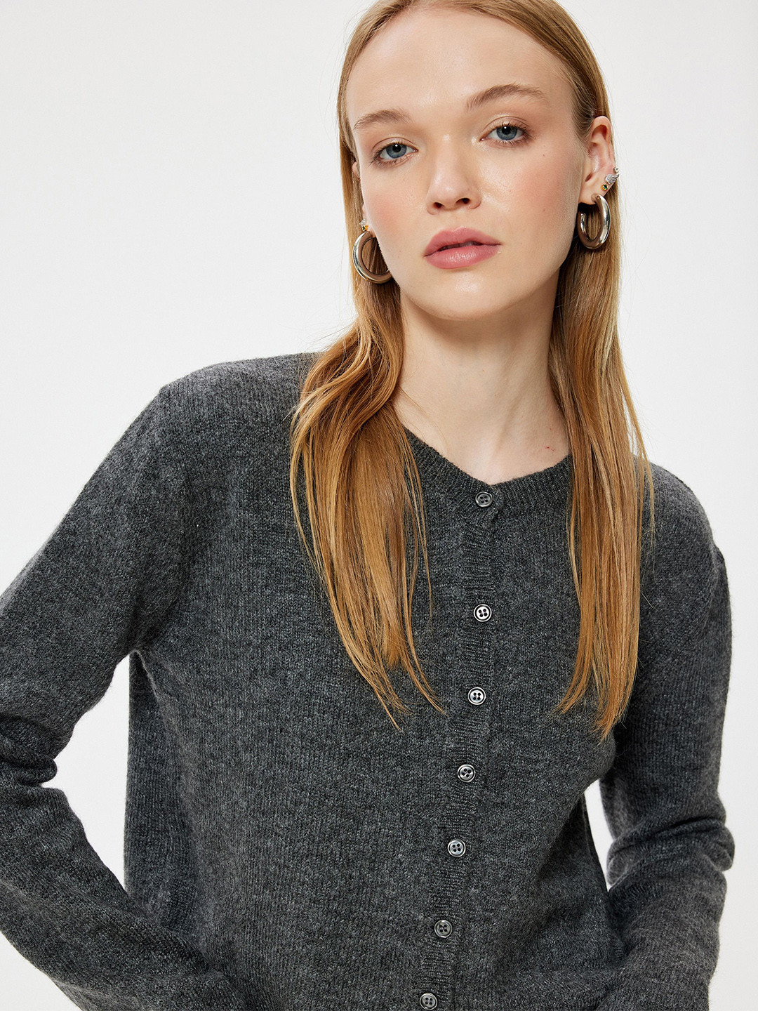 

Koton Women Ribbed Longline Cardigan, Grey