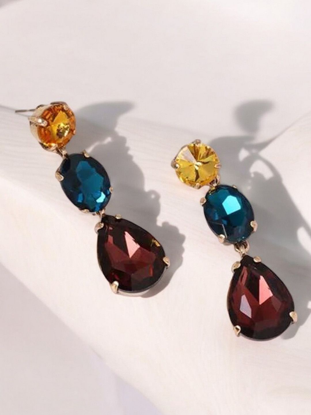 

fabula Geometric Drop Earrings, Maroon