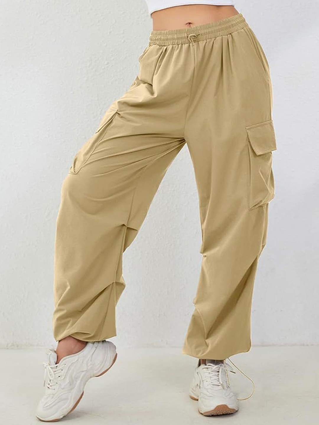 

BAESD Women Comfort Baggy Fit Cargos Trousers, Beige