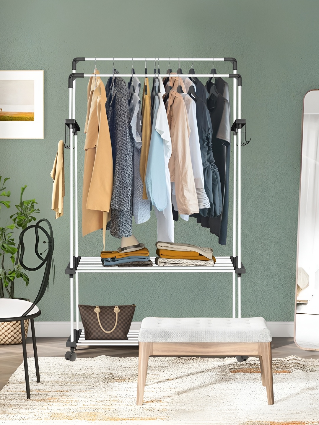

ADA Handicraft White Cloth Hanger Stand Racks & Wardrobes