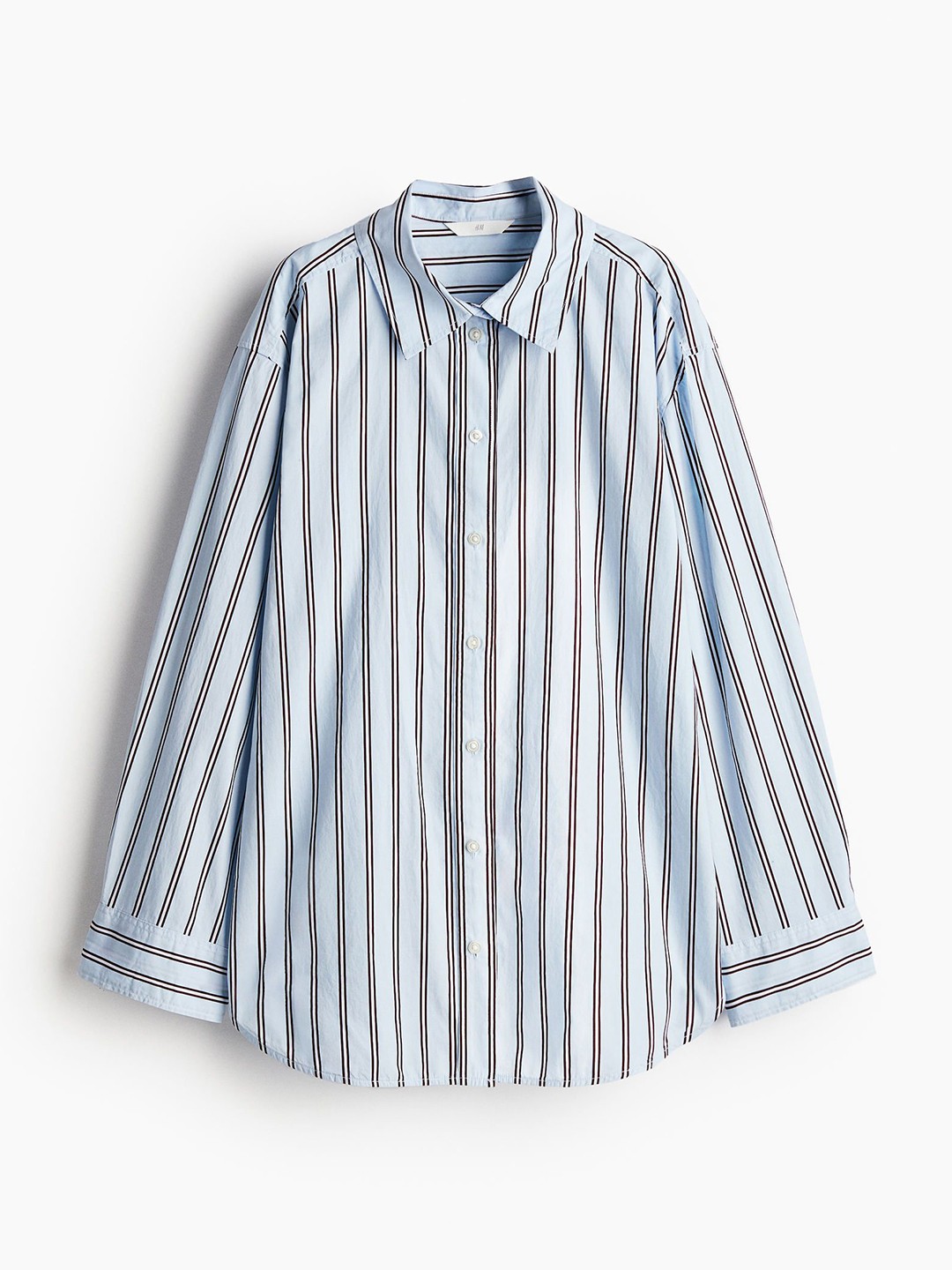 

H&M Women Striped Loose-Fit Pure Cotton Shirts, Blue