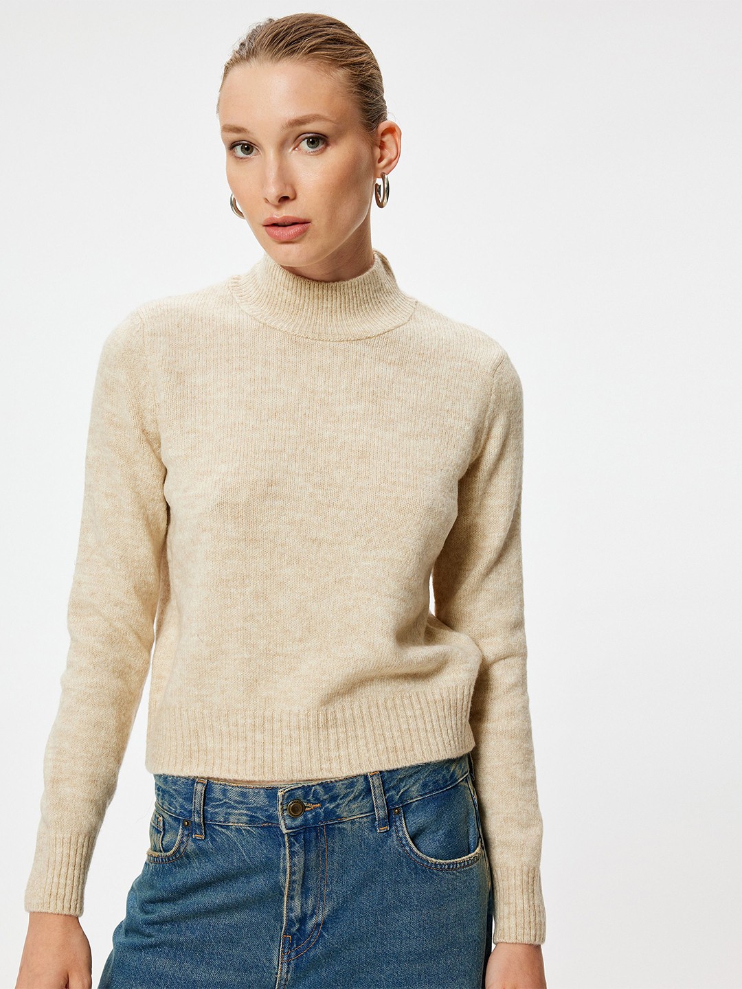 

Koton Women Ribbed Pullover, Beige