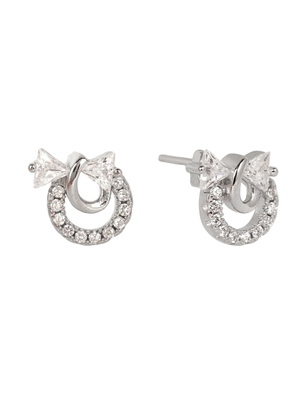 

De Flossy Silver Women 925 Sterling Silver Rose Gold Circular Studs Earrings