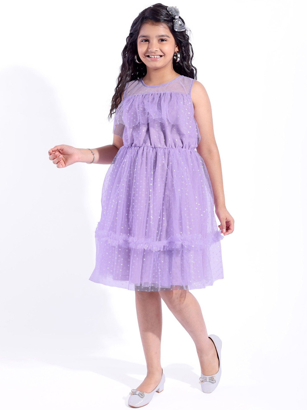 

Hola Bonita Girls Net Fit & Flare Dress, Lavender