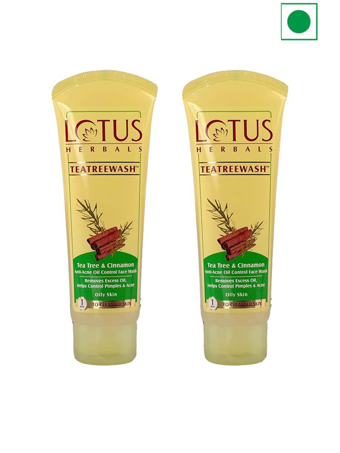 

Lotus Herbals Set Of 2 Tea Tree & Cinnamon Oil Control Face Wash-120 ml Each, White
