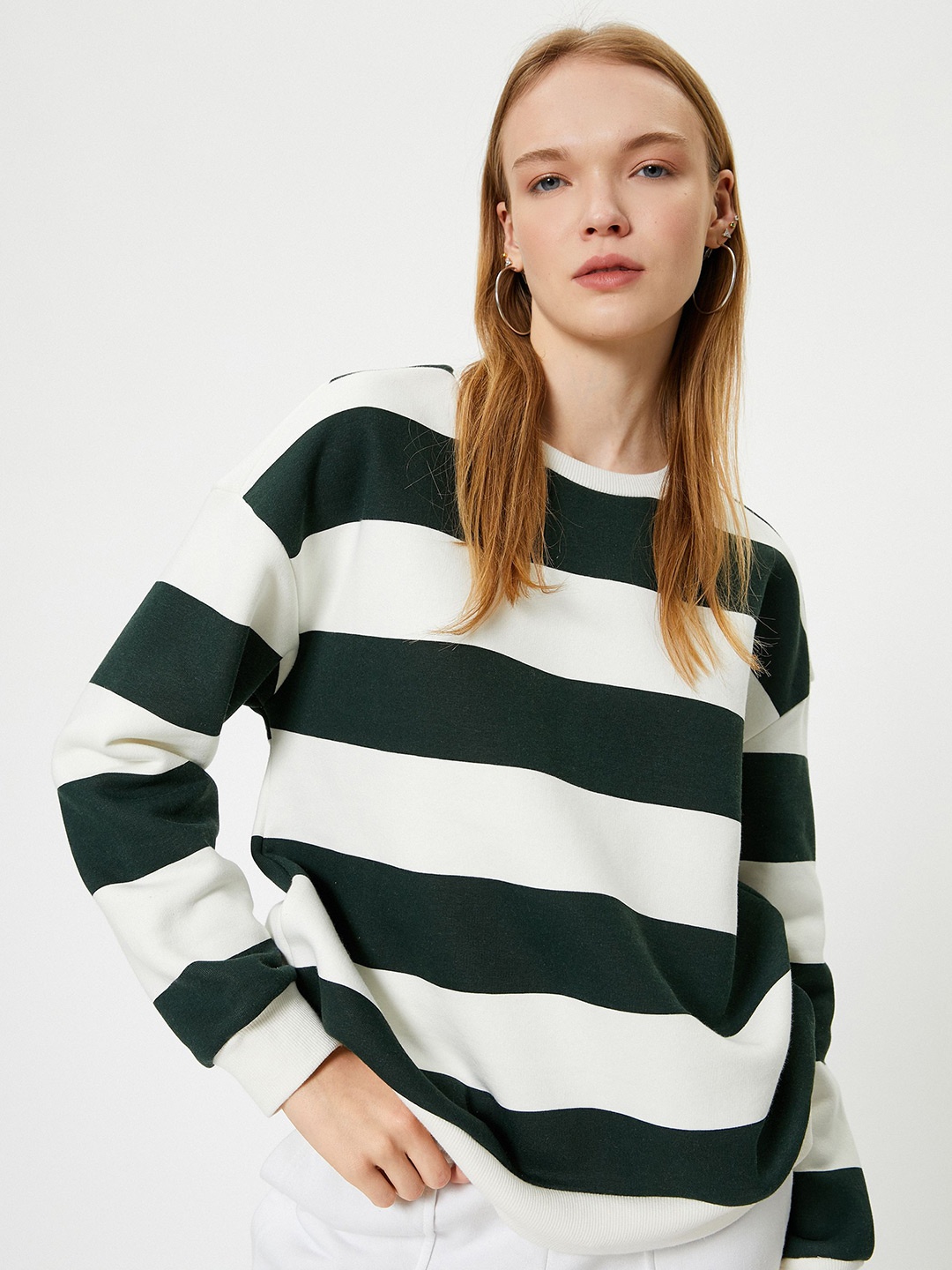 

Koton Women Striped Sweatshirt, Green