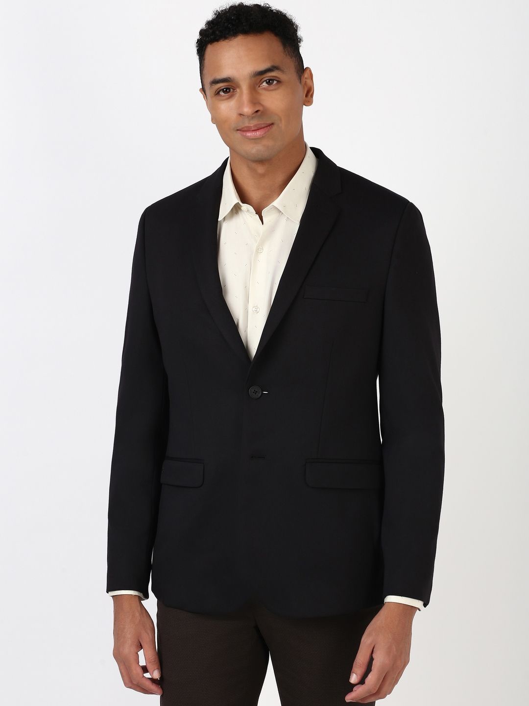 

Peter England Elite Slim-Fit Single-Breasted Blazer, Black