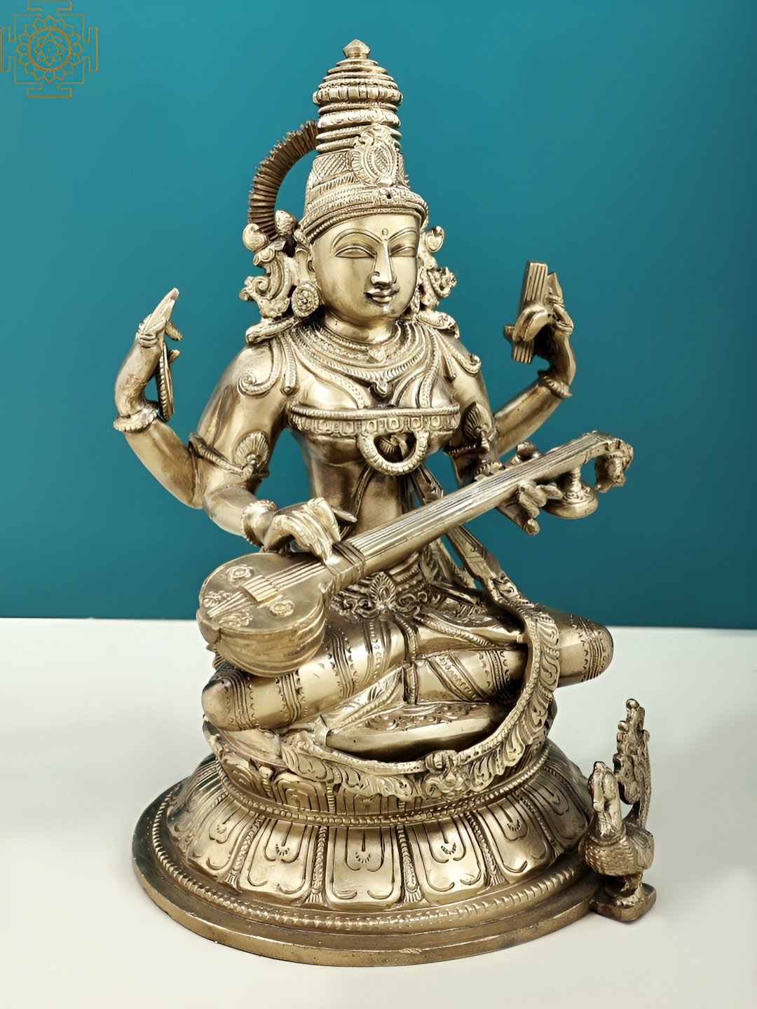 

Exotic India Gold-Toned Saraswati Religious Idol Showpiece