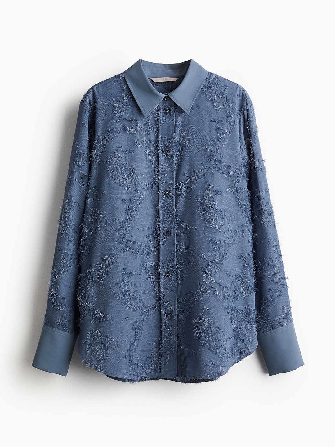 

H&M Women Textured-Weave Shirt, Blue
