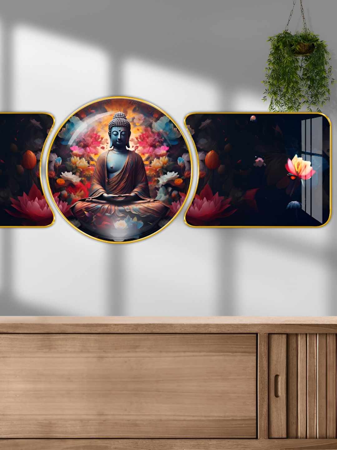 

SAF Navy Blue & Pink 1 Piece Wood Abstract Wall Paintings