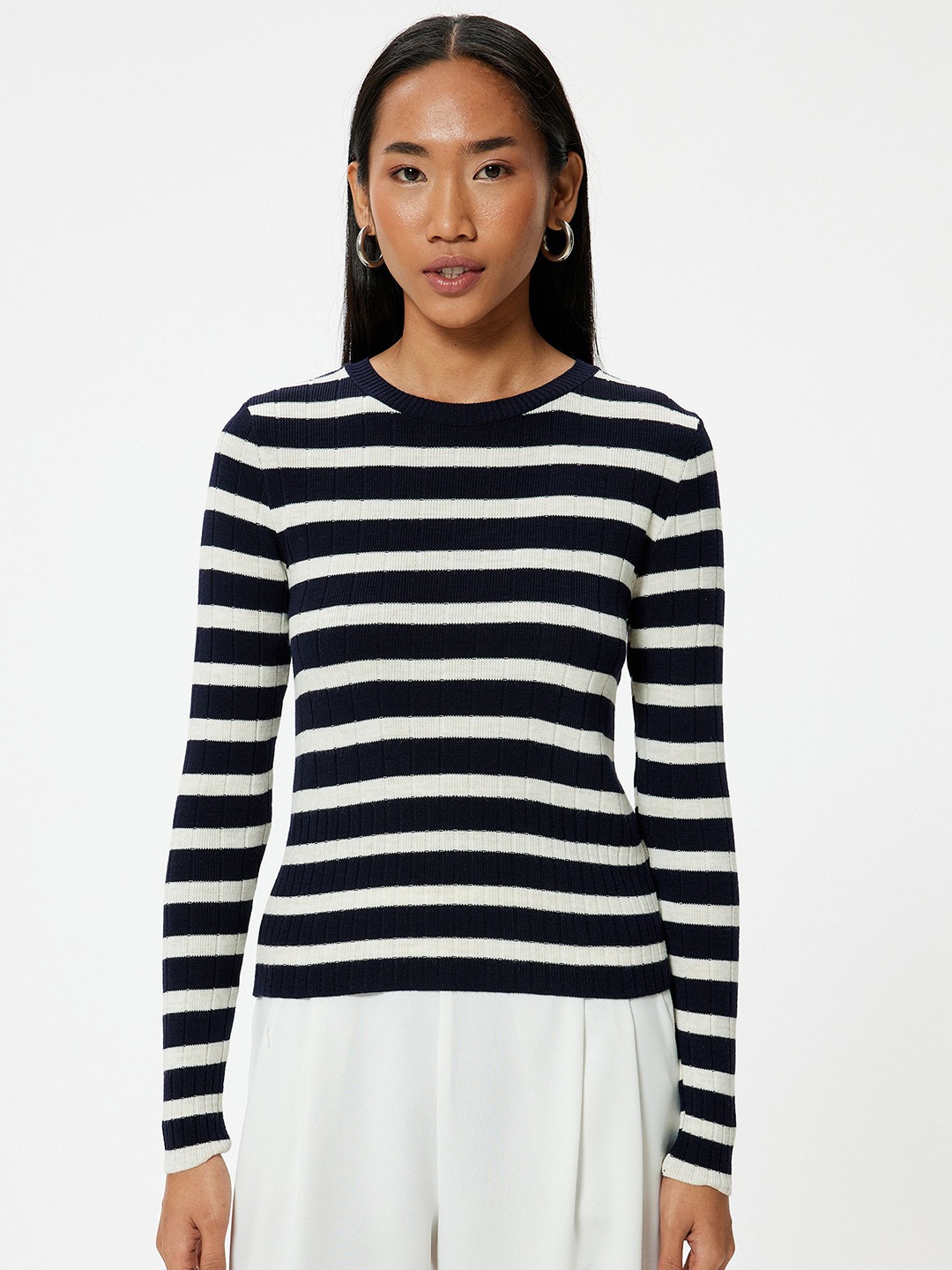 

Koton Women Striped Pullover, Blue