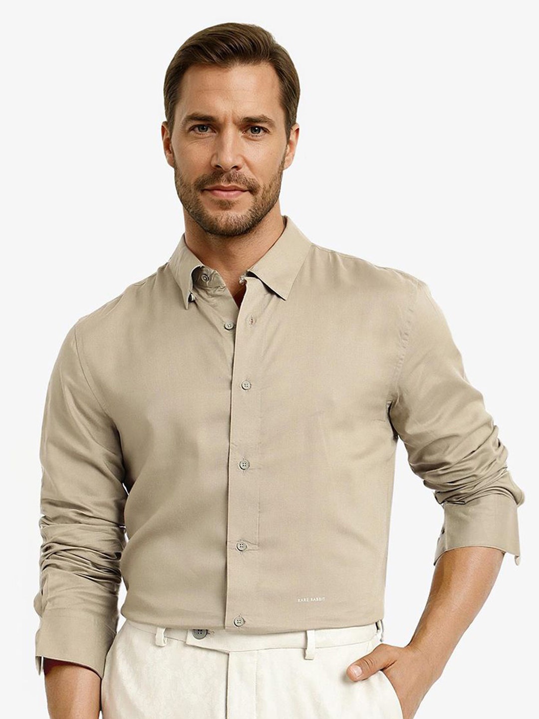 

RARE RABBIT Men Comfort Opaque Formal Shirt, Olive