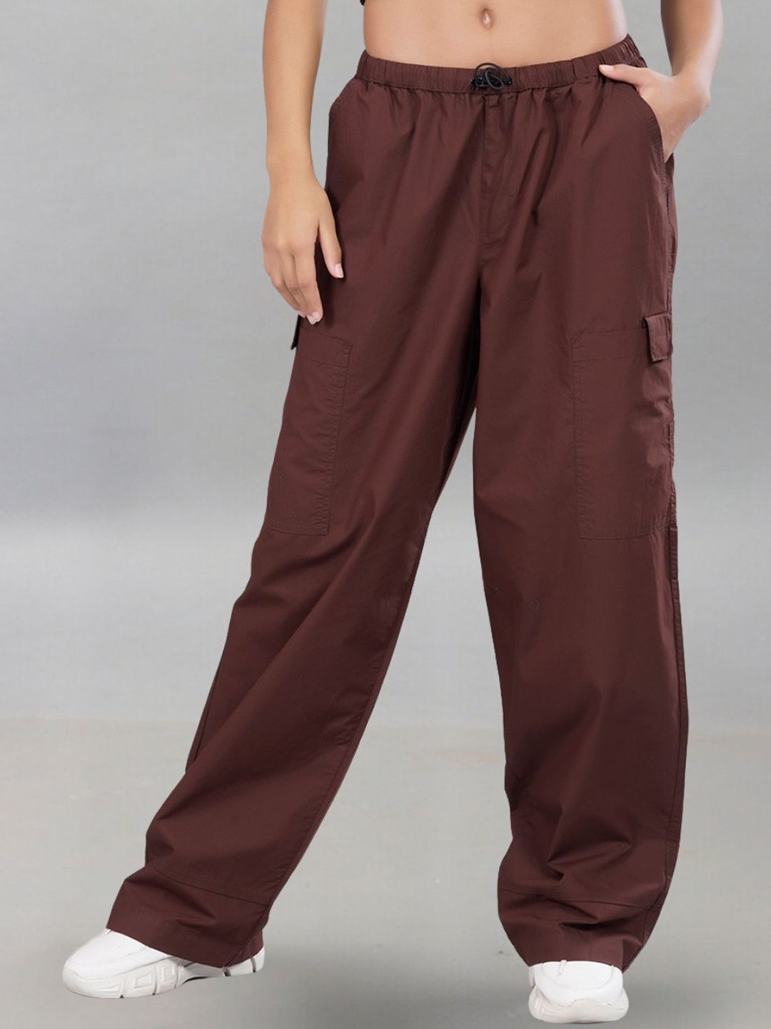 

PRONK Women Relaxed-Fit Cotton Track Pants, Brown