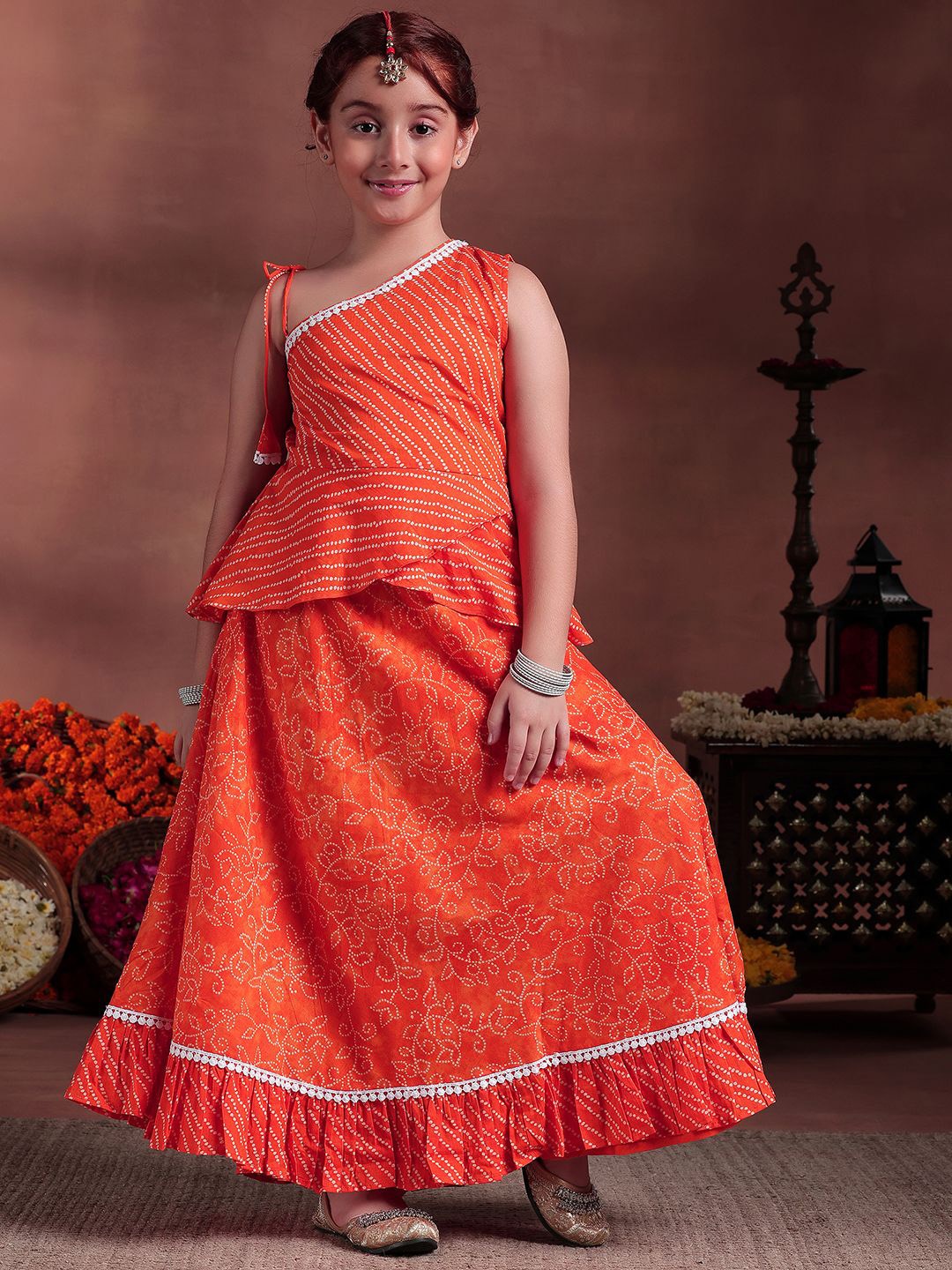 

Libas KIDS Girls Printed Ready to Wear Lehenga &, Orange