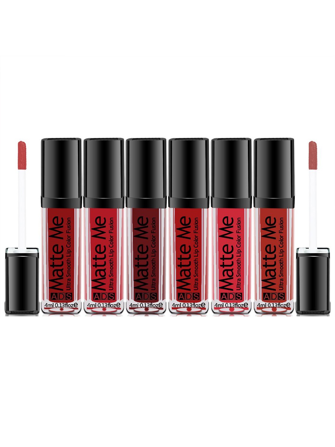 

A.D.S Set of 6 Matte Me Ultra Smoothe Long Lasting Liquid Lipstick 4 ml each - Shade B, Red