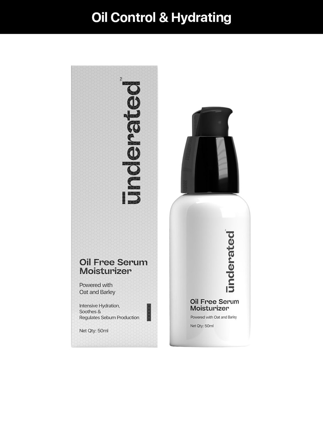 

Underated Oil Free With Oat & Barley Serum Moisturizer- 50ml, White