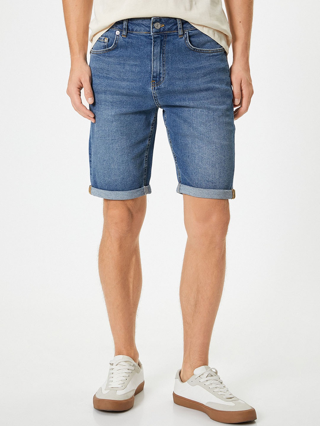 

Koton Men Washed Denim Shorts Technology, Blue