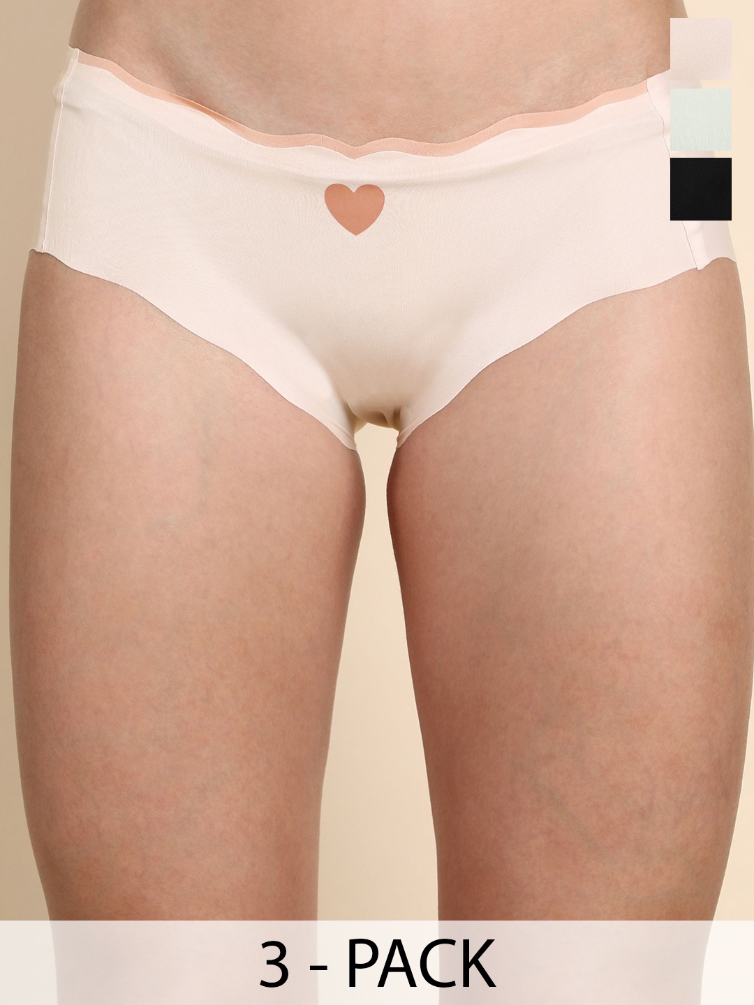 

wincly fashion Pack Of 3 Printed Seamless Hipster Briefs-HEART/SEAMLESS/PO3/M, Peach