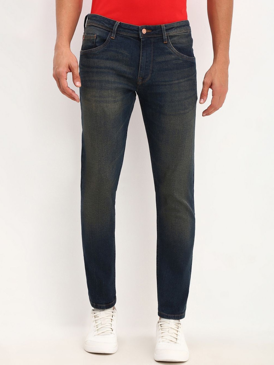 

Allen Solly Men Mid-Rise Slim Fit Heavy Fade Jeans, Navy blue
