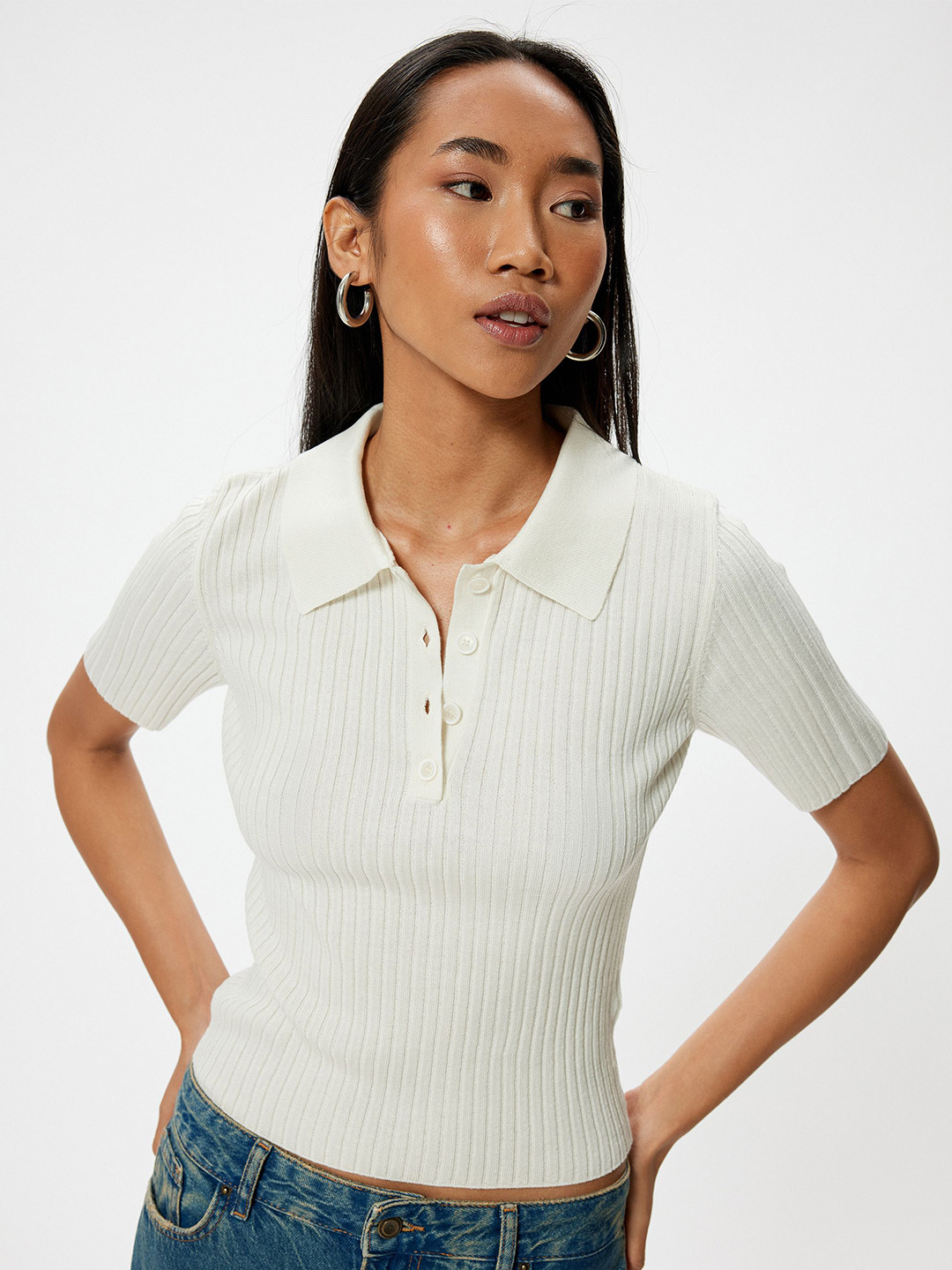 

Koton Women Ribbed Pullover, Beige