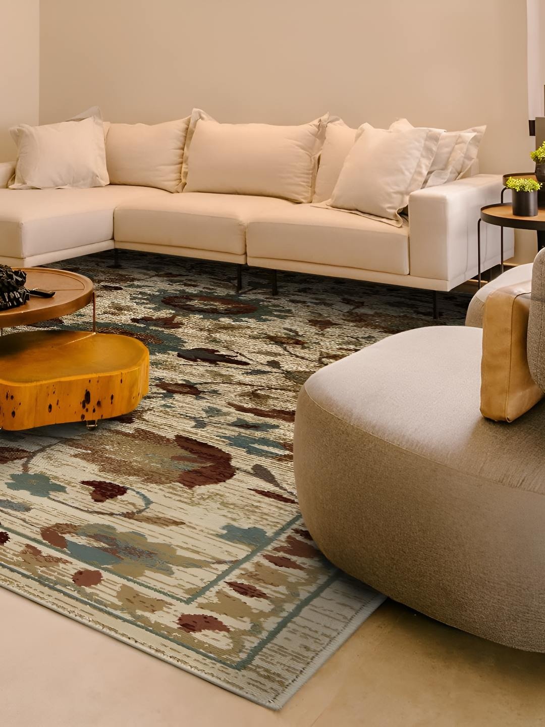 

Sapana Carpet-Mats Beige & Maroon Floral Printed No Shredding Carpet