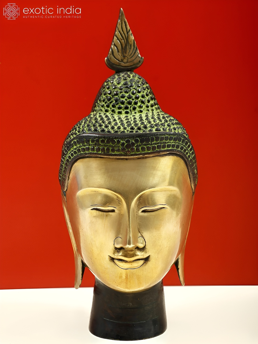 

Exotic India Gold-Toned & Black Buddha Head Idol Showpiece