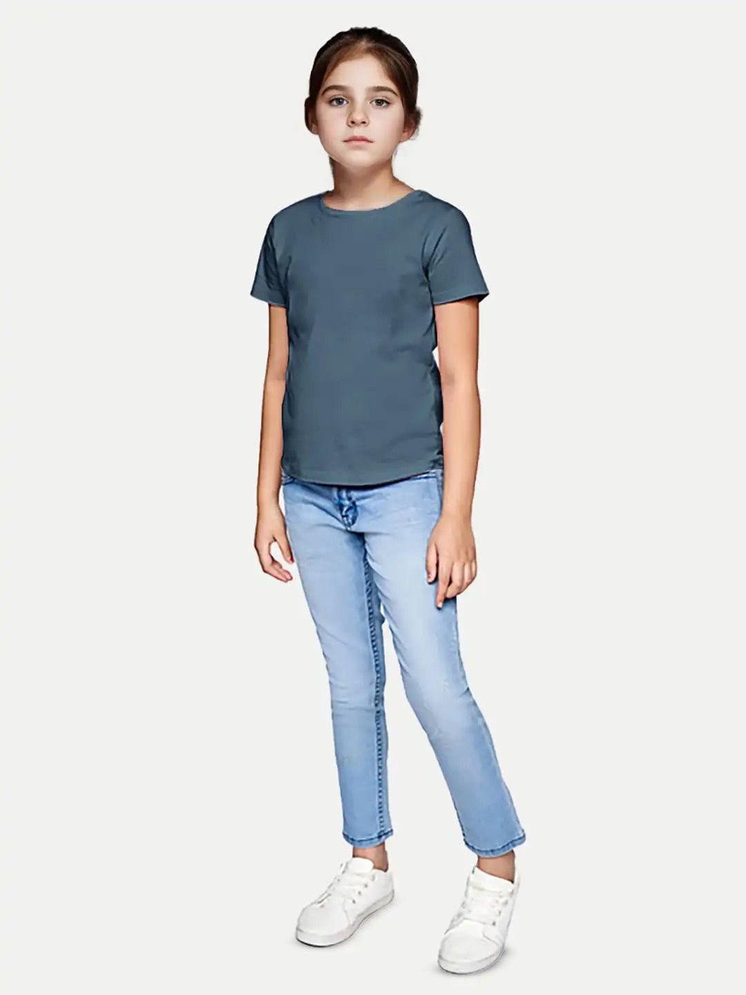 

BAESD Girls Solid Round Neck T-shirt, Blue