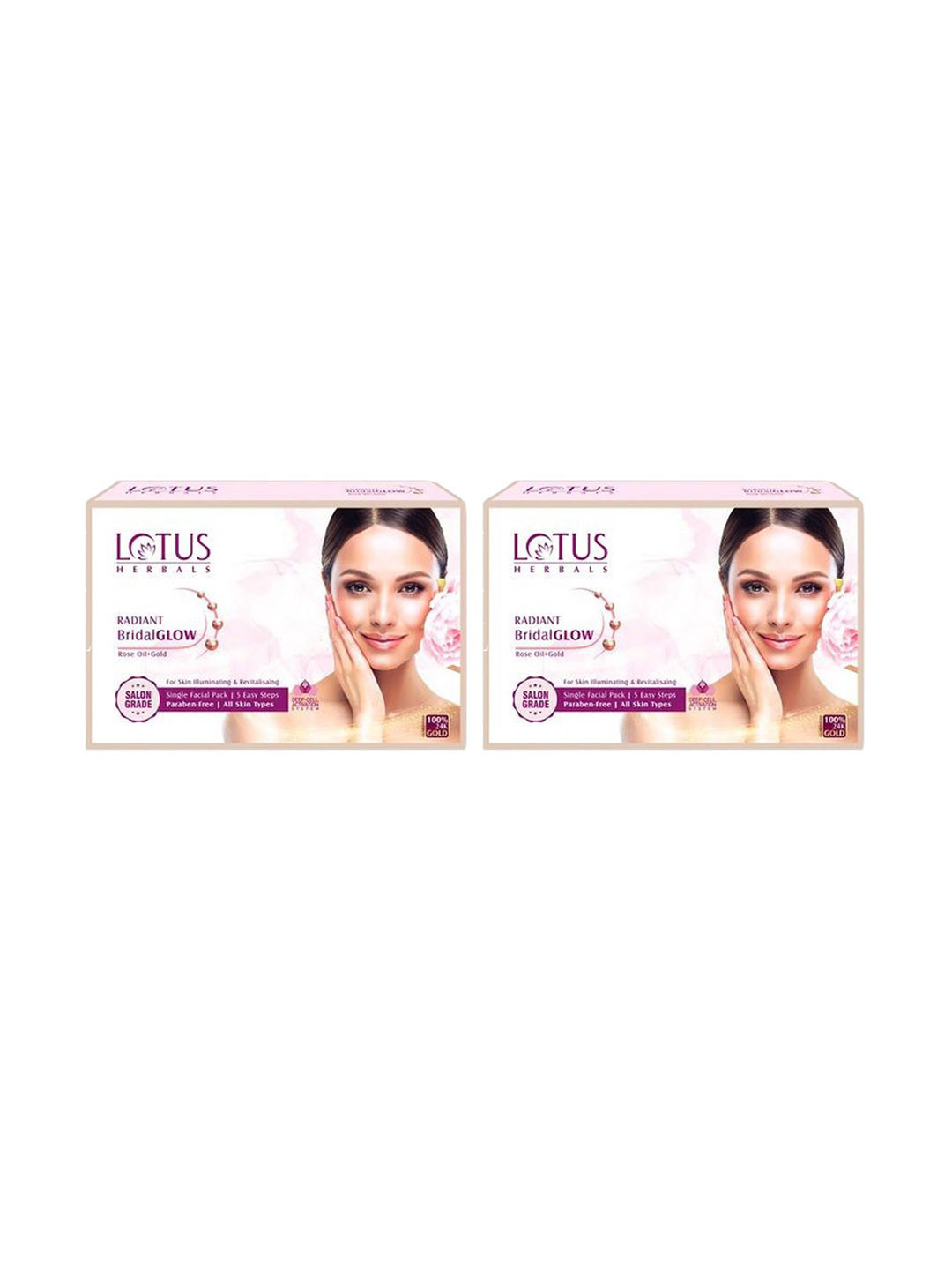 

Lotus Herbals Set Of 2 Radiant Bridal Glow Facial Kit - 57g Each, Pink
