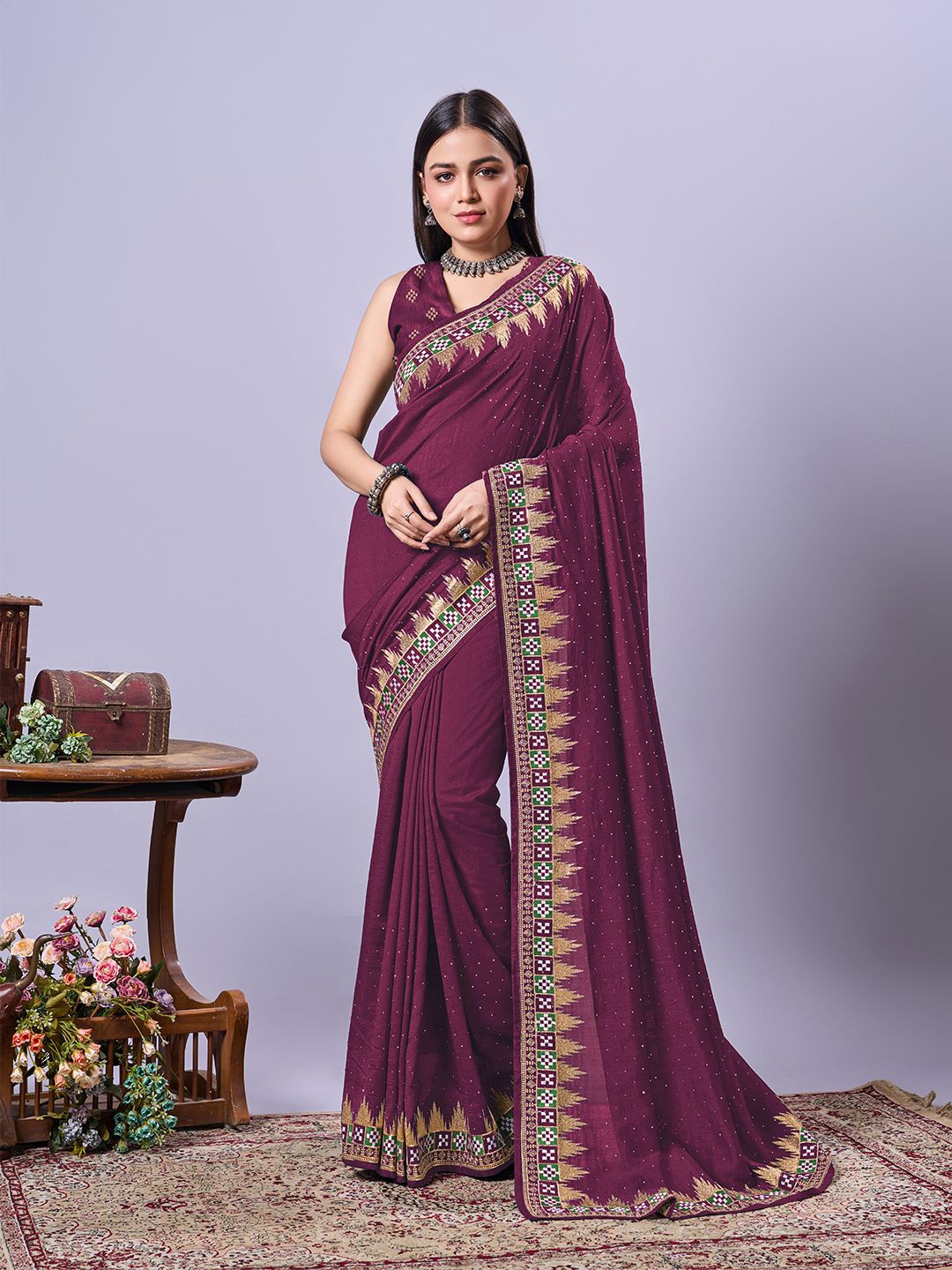 

Kasak Embroidered Sambalpuri Saree, Purple