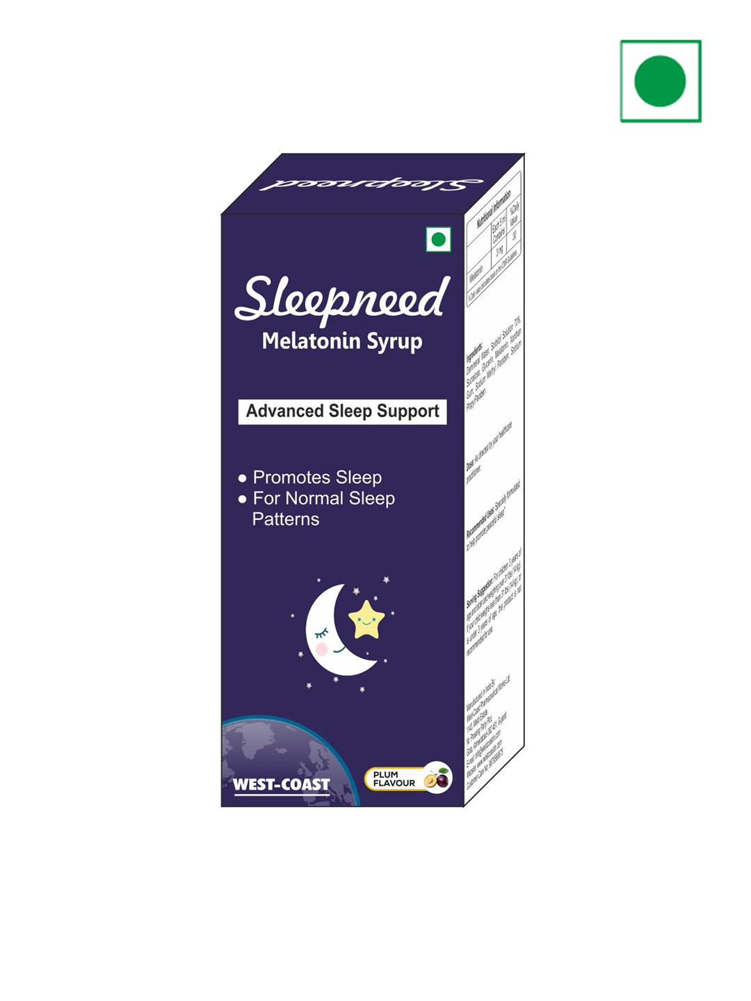 

WestCoast Sleepneed Melatonin Syrup - 100 ml - Plum Flavor, White