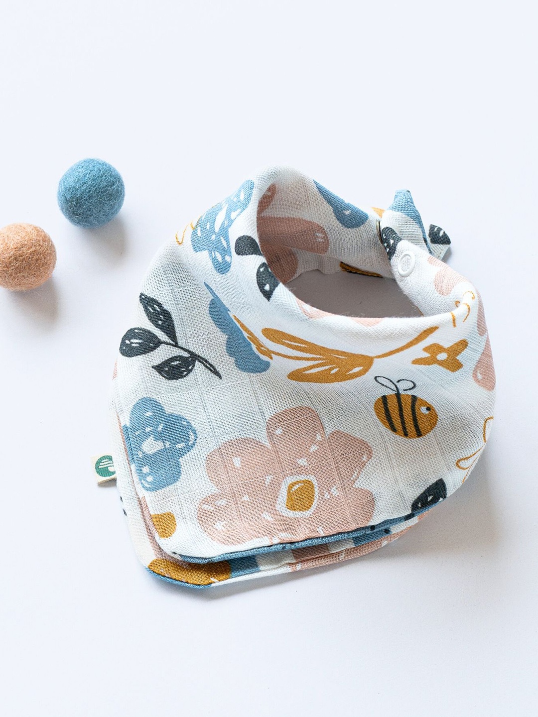 

cocoon care Printed 2 In 1 Softer Bib & Burp Cloth, Turquoise blue