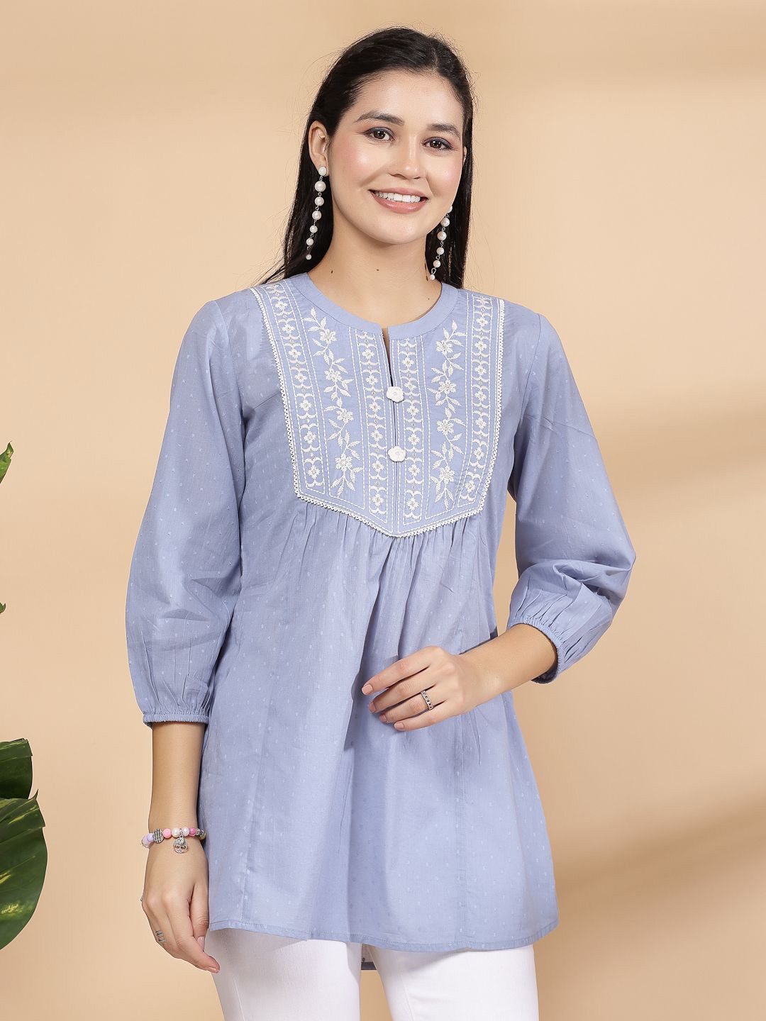 

Nayam By Lakshita Cotton Styled Back Top, Blue
